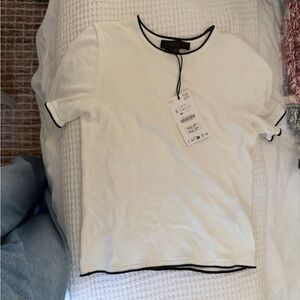 Zara Cream Top with Black Accents